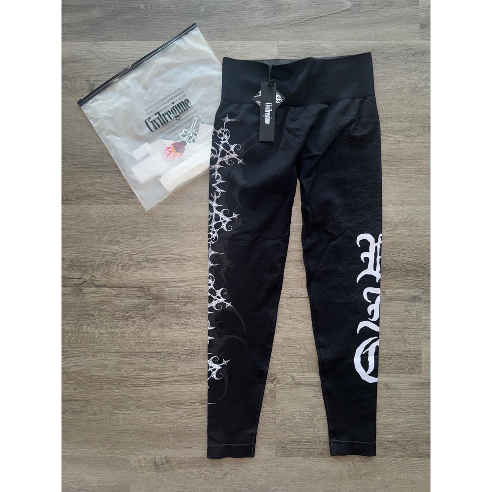 NWT Civil Regime Black Compression Leggings, Large